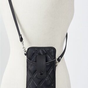 IHKWIP WOMENS RING RING CELL PHONE CROSSBODY WALLET PURSE RFID NWT BLACK